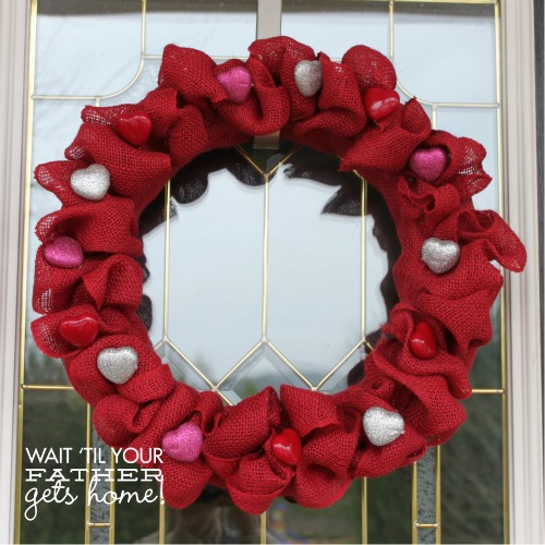 burlap heart wreath