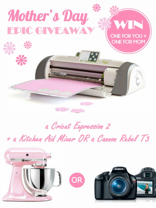 Cricut Giveaway PLUS your choice of a Kitchen Stand Mixer or a DSLR Camera