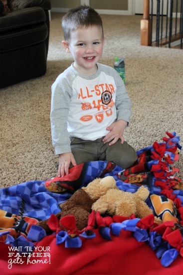 No-Sew Fleece Blanket - The Joys of Boys