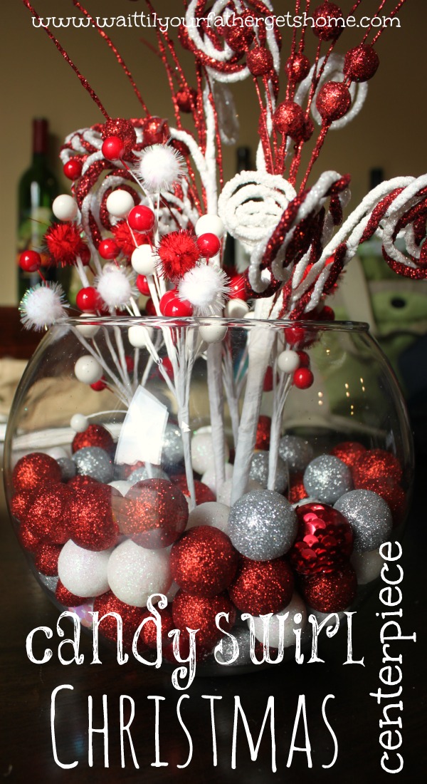 Fishbowl Christmas centrepiece idea with a very simple but