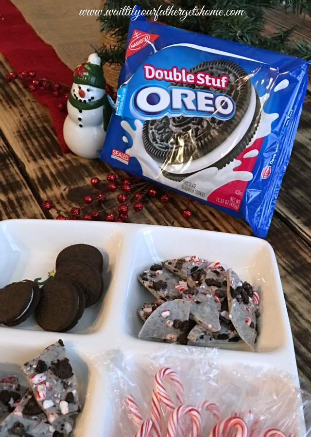 Oreo Candy Cane Bark & Easy Party Tips via Wait Til Your Father Gets Home #sponsored #ad #NabiscoPartyPlanner #BringHomeTheHolidays