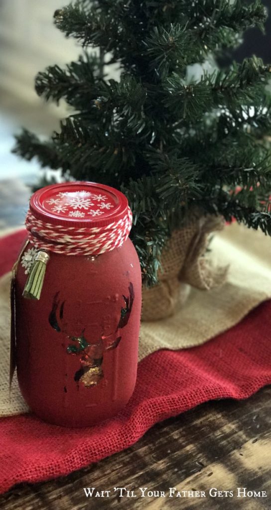 Mason Jar Christmas Candy gift idea via Wait 'Til Your Father Gets Home & Oriental Trading #MasonJarGifts #ChristmasGifts #GiftIdea #TeacherGifts
