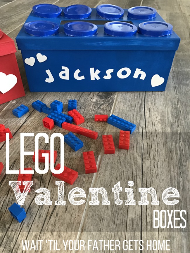 Lego Valentine Boxes with Oriental Trading products via Wait 'Til Your Father Gets Home #ValentinesDay #ValentinesDayBoxes #ValentineGifts