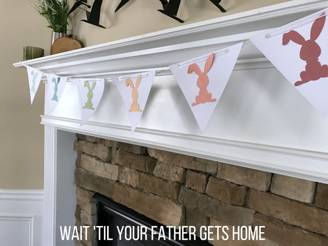 Easy Easter Bunny Banner with Cricut Explore Air 2, Cricut Cardstock via Wait 'Til Your Father Gets Home #Cricut #CricutMaterials #Easter #BunnyBanner #EasterBanner #ad