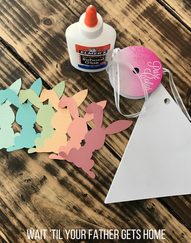 Easy Easter Bunny Banner with Cricut Explore Air 2, Cricut Cardstock via Wait 'Til Your Father Gets Home #Cricut #CricutMaterials #Easter #BunnyBanner #EasterBanner #ad