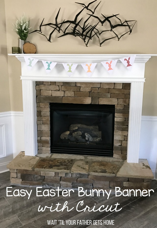 Easy Easter Bunny Banner with Cricut Explore Air 2, Cricut Cardstock via Wait 'Til Your Father Gets Home #Cricut #CricutMaterials #Easter #BunnyBanner #EasterBanner #ad