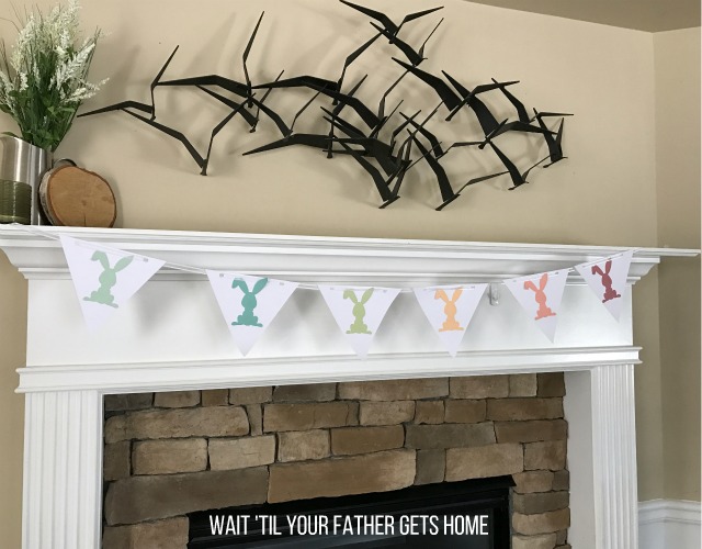 Easy Easter Bunny Banner with Cricut Explore Air 2, Cricut Cardstock via Wait 'Til Your Father Gets Home #Cricut #CricutMaterials #Easter #BunnyBanner #EasterBanner #ad