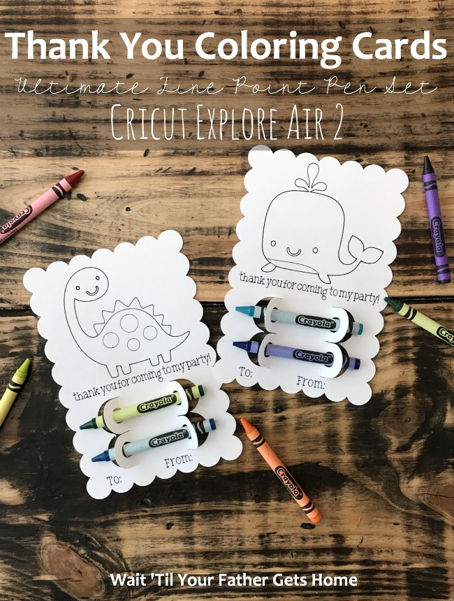 Ultimate Fine Point Pen Set from #Cricut can help you create easy and adorable thank you notes for your child's birthday party this year. #CricutMade #CricutExplore #ad #sp #UltimatePenSet #thankyoucard #coloringcard #Kids