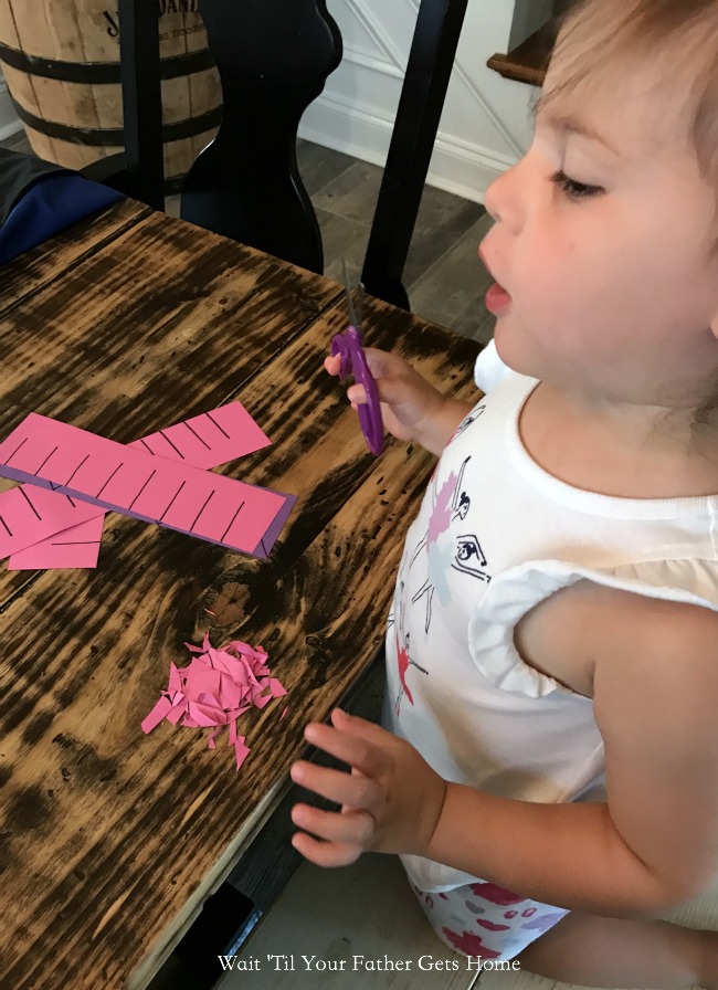 Easy Scissor Skills practice via Wait 'Til Your Father Gets Home #scissorskills #scissorpractice #scissors #homeschool #preschool #summerlearning #Learn365 #OrientalTrading #ad 