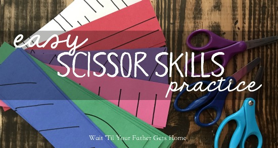 Easy Scissor Skills practice via Wait 'Til Your Father Gets Home #scissorskills #scissorpractice #scissors #homeschool #preschool #summerlearning #Learn365 #OrientalTrading #ad 