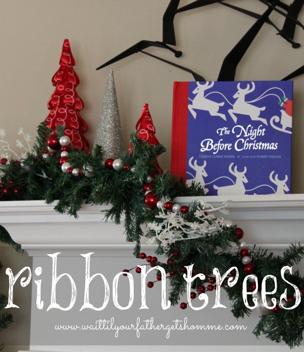 Ribbon Trees via waittilyourfathergetshome.com for Happiness is Homemade #Christmas #DIY #decor 